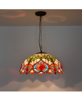 50cm American countryside red festive peach retro European Tiffany colored glass restaurant bedroom pendant light