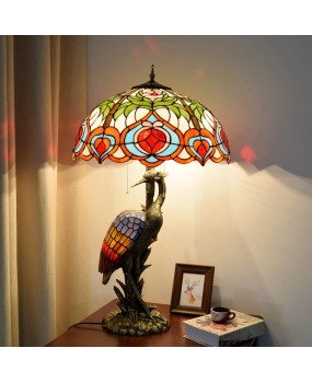Europa Tiffany Creative Colored Glass Living Room Restaurant Hotel Peach Decorative Large Desk Lamp Crane Art Lamp