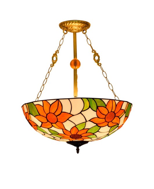 50cm American countryside sunflower bar light, Tiffany colored glass living room, dining room, bedroom pendant light