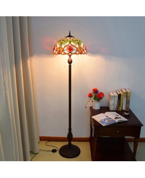 40CM European Tiffany Living Room Dining Room Floor Lamp American Countryside Decoration Colored Glass Peach Lamp