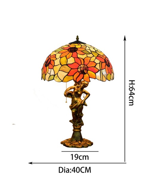 40CM Euro Tiffany Garden Sunflower Art Colored Glass Hotel Living Room Dining Room Bedroom Beauty Desk Lamp