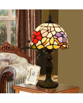 Europa Tiffany Colored Glass Morning Glory Creative Restaurant Bedroom Bedhead Desk Lamp 8-inch 20CM Celebration Light