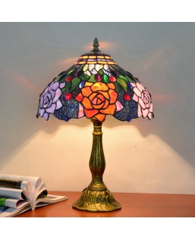 American countryside, European style, Tiffany colored glass, rose garden, creative bar, bedroom, bedside glass, desk lamp