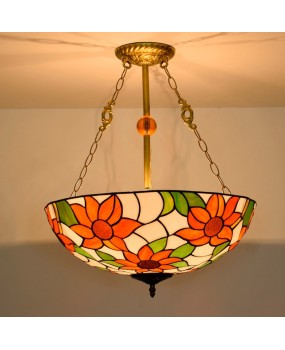 50cm American countryside sunflower bar light, Tiffany colored glass living room, dining room, bedroom pendant light