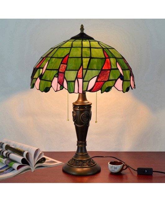 40CM Euro Tiffany Green Countryside Vintage Decoration 40CM Colored Glass Living Room Bedroom Bedhead Desk Lamp