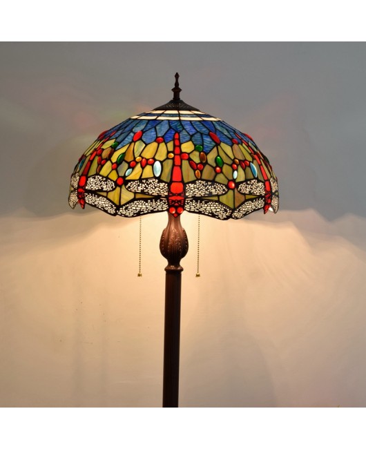 40CM Euro Tiffany Restaurant Floor Lamp Bar American Decorative Glass J Mediterranean Dragonfly Lamp
