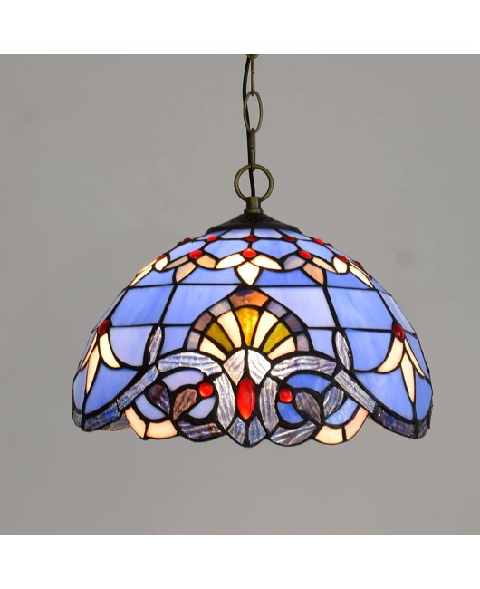 30CM vintage blue Baroque chandelier, Tiffany colored glass, dining room, bedroom foyer