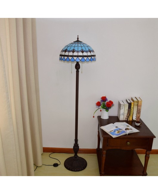 40CM Euro Tiffany Restaurant Floor Lamp Bar Mediterranean Colored Glass Study Bedroom Lamp