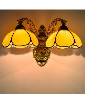 Europa Tiffany Corridor Double Headed Wall Light American Mediterranean Creative Colored Glass Living Room Dining Room Glass Light