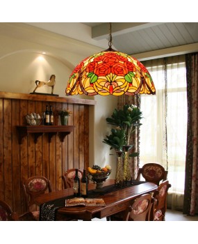 50cm vintage creative rose wedding red lighting Euro Tiffany living room dining room bedroom glass chandelier