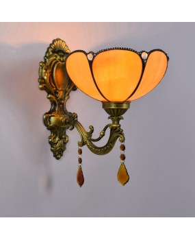 Europa Tiffany Colored Glass Mirror Headlights, Rural Crystal Bedhead Wall Lights, Bar Restaurant Balcony Wall Lights