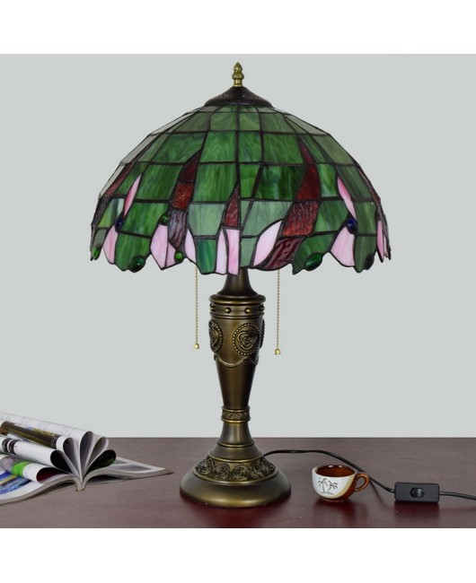 40CM Euro Tiffany Green Countryside Vintage Decoration 40CM Colored Glass Living Room Bedroom Bedhead Desk Lamp