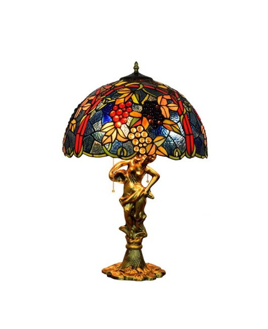 43CM European Tiffany Decorative Colored Glass Living Room Dining Room Bedroom Bedhead Desk Lamp Blue Grape Light Fixture