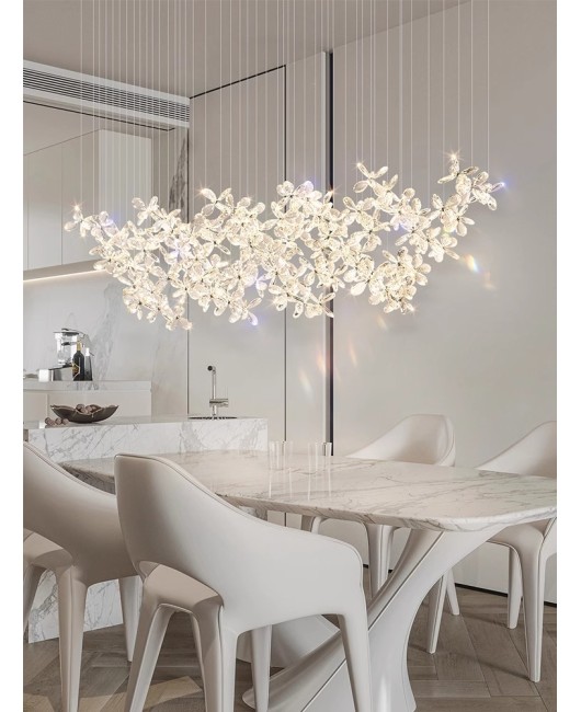 Crystal Flower Restaurant Pendant Light Luxury Italian Designer Advanced Stereoscopic Art Premium Bar Island Desk Lamp