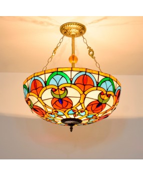 50cm vintage European style Tiffany heart-shaped beads European style colored glass living room dining room glass pendant light