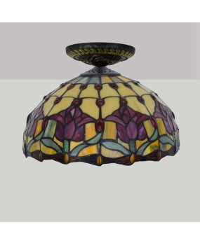 30CM pastoral red tulip, Tiffany colored glass restaurant, bedroom, hallway, ceiling mounted lighting fixtures
