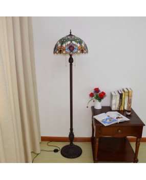 40CM European Tiffany Living Room Dining Room Floor Lamp American Countryside Decoration Colored Glass Peach Lamp