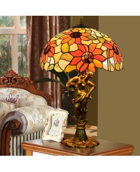 40CM Euro Tiffany Garden Sunflower Art Colored Glass Hotel Living Room Dining Room Bedroom Beauty Desk Lamp