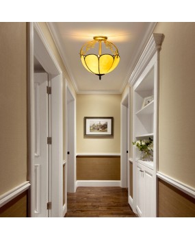 30CM Europa Tiffany Simple Mediterranean Colored Glass Restaurant Bedroom Corridor Glass Ceiling Light