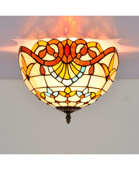 30CM Occitanie Baroque Colored Glass Restaurant Bedroom Corridor Bathroom Glass Ceiling Light