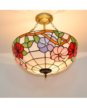 50cm European style Tiffany American retro morning glory creative European festive colored glass restaurant bedroom pendant light