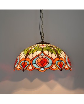 50cm American countryside red festive peach retro European Tiffany colored glass restaurant bedroom pendant light
