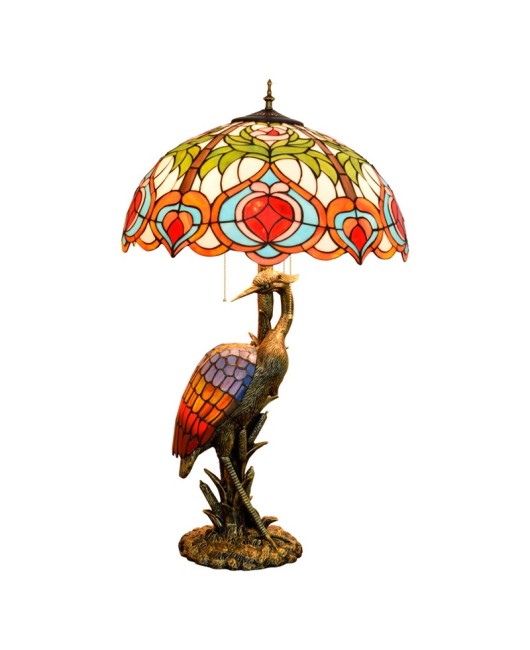Europa Tiffany Creative Colored Glass Living Room Restaurant Hotel Peach Decorative Large Desk Lamp Crane Art Lamp