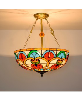 50cm vintage European style Tiffany heart-shaped beads European style colored glass living room dining room glass pendant light
