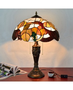40CM Euro Tiffany Colored Glass Living Room Dining Room Bedroom Bedhead Desk Lamp American Grape Art Lamp