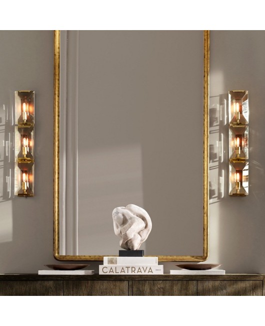 American style RH light luxury living room background wall American style minimalist creative restaurant hotel club Nordic study room crystal wall lamp