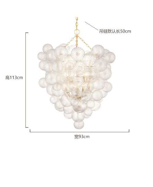 American style whirlpool glass bubble ball chandelier, vintage villa, living room, empty dining room, dressing room, master bedroom, French lamp
