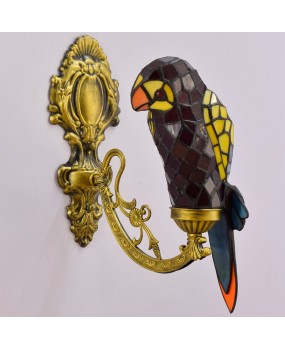 Europa Tiffany Colored Glass Retro Mirror Front Light Rural Bedhead Wall Light Corridor Red Parrot Glass Wall Light