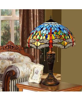 40CM European Tiffany Decorative Colored Glass Blue Dragonfly Retro Living Room Dining Room Bedroom Bedhead Lighting