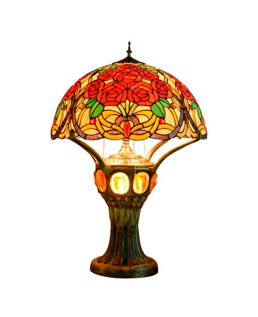 Europa Tiffany Countryside Rose Living Room Bedroom Bar Front Desk Decorative Desk Lamp Decorative Colored Glass