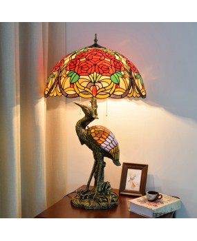 Europa Tiffany Retro Creative Rose Crane Desk Lamp Colored Glass Guest Restaurant Hotel Decorative Lights