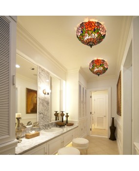 30CM Europa Tiffany Rose Colored Glass Restaurant Bedroom Corridor Bathroom Glass Ceiling Light