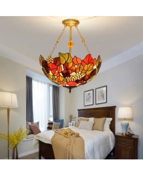 50cm European style Tiffany countryside vintage grape vintage European style Tiffany colored glass restaurant bedroom pendant light