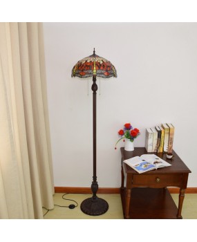 40CM European Tiffany Living Room Dining Room Floor Lamp American Decorative Colored Glass Red Dragonfly Bar Light