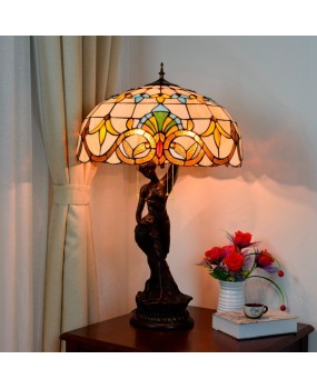 Europa Tiffany Vintage Decorative Colored Glass Baroque Art Glass Vintage Living Room Beauty Desk Lamp