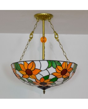 50cm American countryside sunflower bar light, Tiffany colored glass living room, dining room, bedroom pendant light
