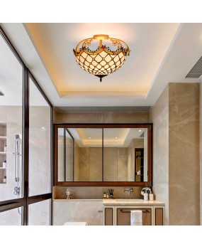 40CM Europa Tiffany minimalist Mediterranean white colored glass restaurant corridor glass ceiling light