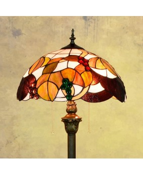 Europa Tiffany 40CM Retro Countryside Creative Colored Glass Grape Art Living Room Dining Room Floor Lamp Zipper