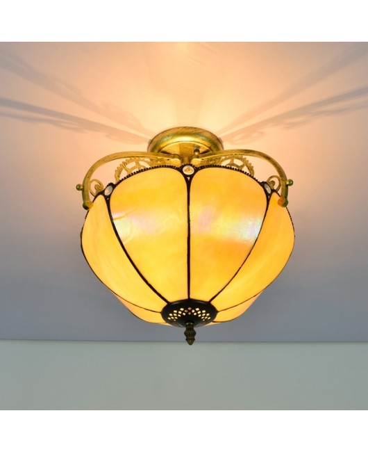 30CM Europa Tiffany Simple Mediterranean Colored Glass Restaurant Bedroom Corridor Glass Ceiling Light