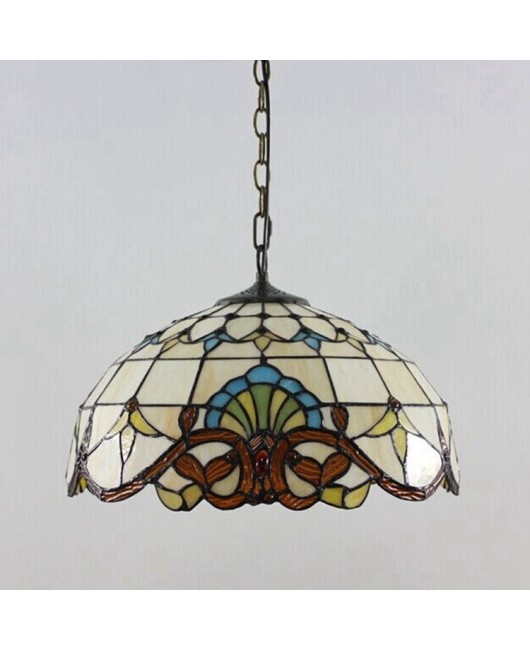20 inch 50cm European style Tiffany retro creative colored glass Baroque restaurant art pendant light glass lamp