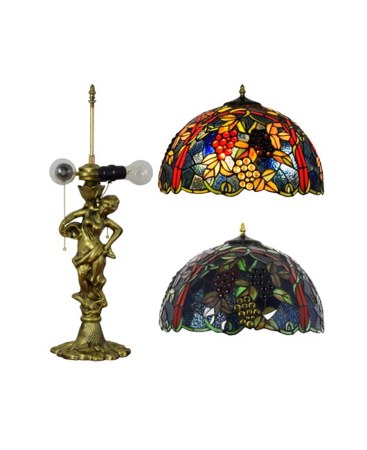 43CM European Tiffany Decorative Colored Glass Living Room Dining Room Bedroom Bedhead Desk Lamp Blue Grape Light Fixture