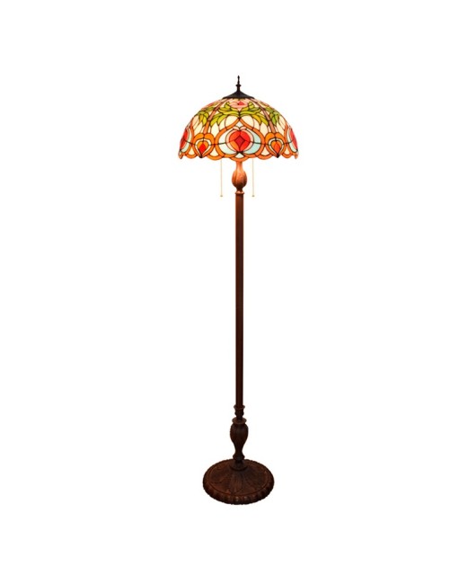 40CM European Tiffany Living Room Dining Room Floor Lamp American Countryside Decoration Colored Glass Peach Lamp