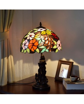 Europa Tiffany Rural Vintage Grape Restaurant Bedroom Bedside Table Lamp Bar Minimally Decorated Glass Lamp