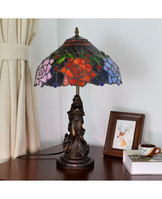 American retro countryside rose, dining room, bedroom bedside table, lamp, bar, Euro Tiffany decorative glass
