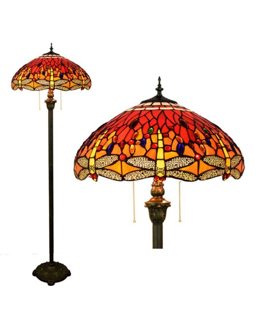45CM Retro Red Joyful Eu Wan Tiffany Art Dragonfly Home Gift Lamp Hotel Living Room Floor Lamp