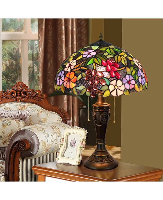 40CM Euro Tiffany American Retro Creative Grape Art Desk Lamp European Bar Living Room Bedroom Bedlight